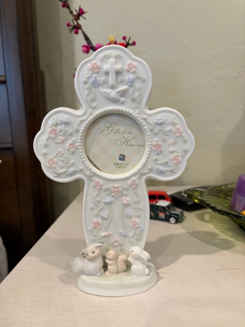 Vintage Russ “Gifts From Heaven” Porcelain Cross Picture Frame (2x2)